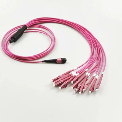 MTP- 6 cabo do remendo da fibra do NÚCLEO DX 50/125 MMF OM3 do LC UPC 12 para a telecomunicação