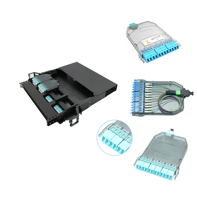 MPO/MTP - cerco modular da fibra do armário de painel de remendo 4u da gaveta do LC 12F